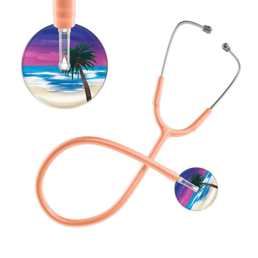 Ultrascope Single Stethoscope Palm Tree Blue / Pediatric / Peach Palm Tree Stethoscope
