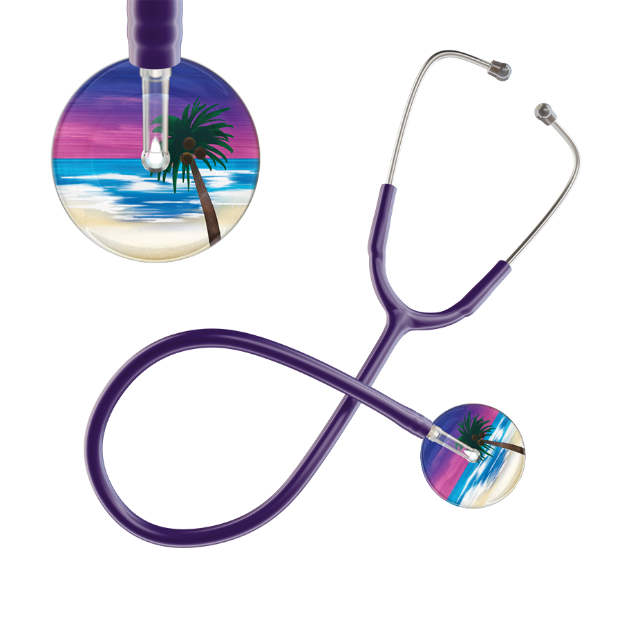 Ultrascope Single Stethoscope Palm Tree Blue / Pediatric / Purple Palm Tree Stethoscope