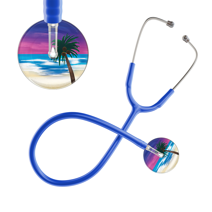 Ultrascope Single Stethoscope Palm Tree Blue / Pediatric / Royal Blue Palm Tree Stethoscope