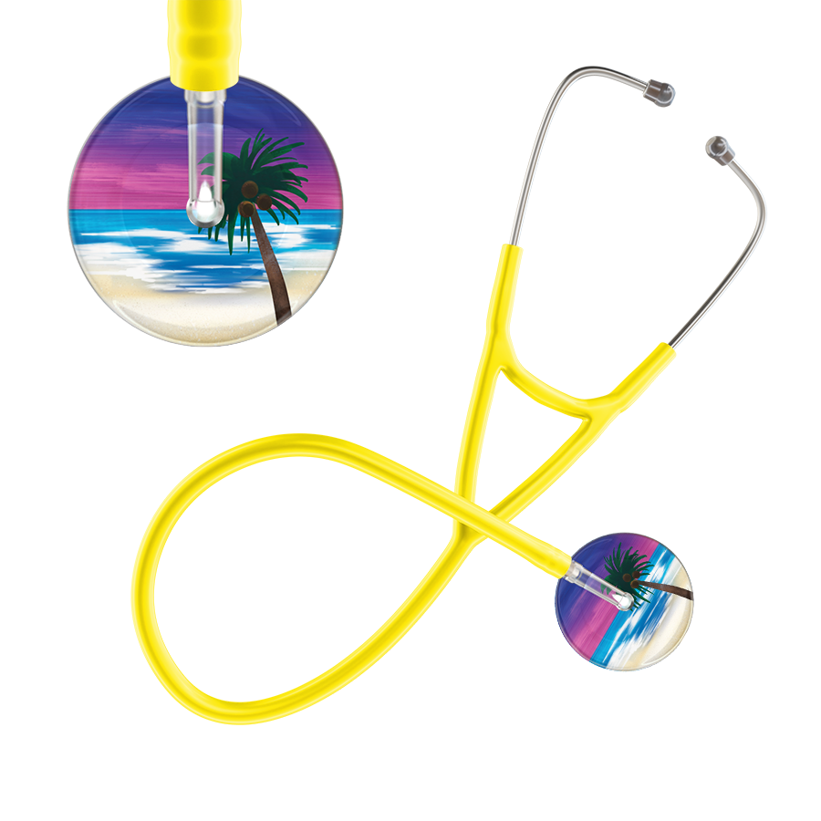 Ultrascope Single Stethoscope Palm Tree Blue / Adult / Yellow Palm Tree Cardiology Stethoscope