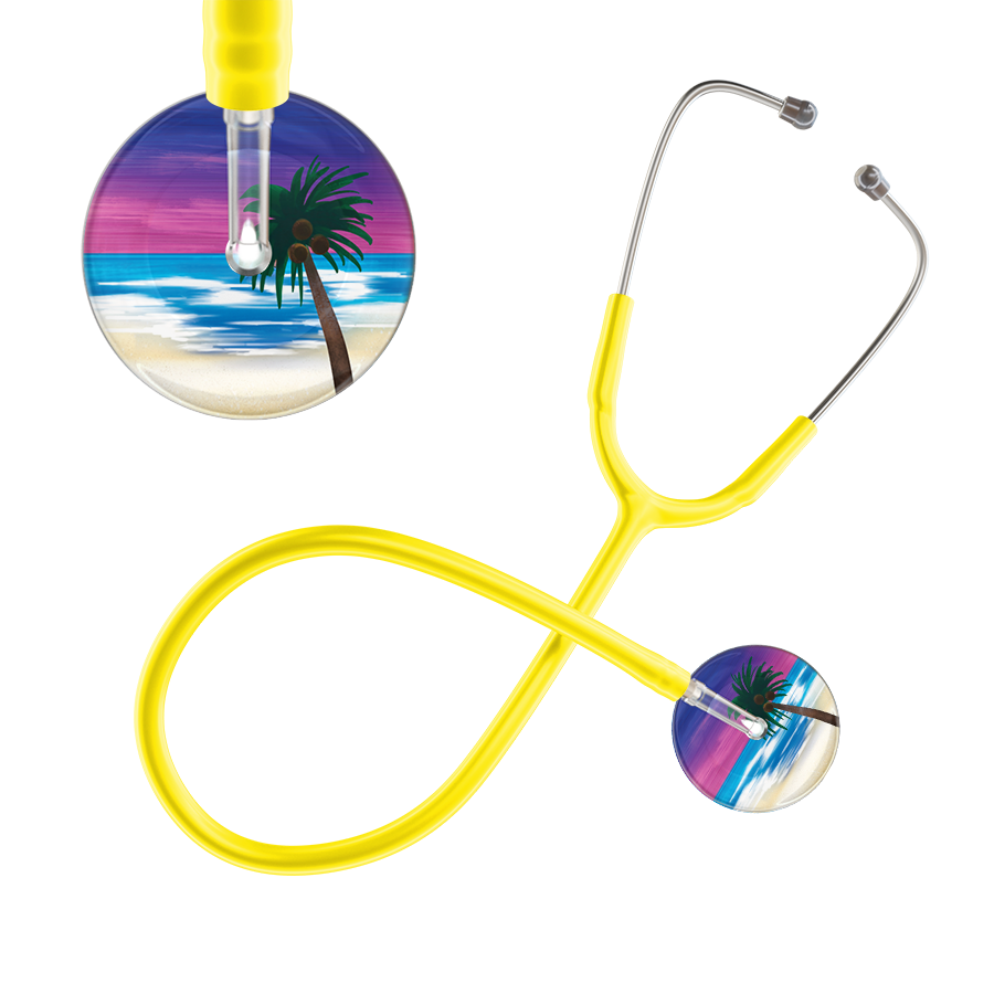 Ultrascope Single Stethoscope Palm Tree Blue / Pediatric / Yellow Palm Tree Stethoscope