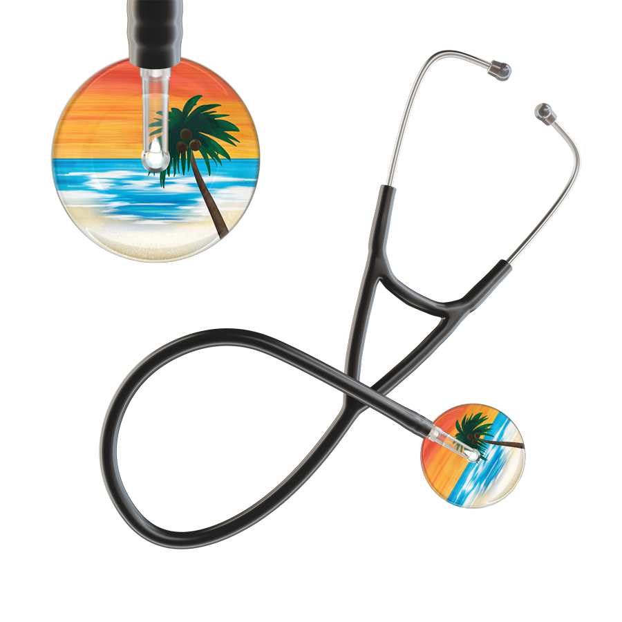 Ultrascope Single Stethoscope Palm Tree Orange / Adult / Black Palm Tree Cardiology Stethoscope