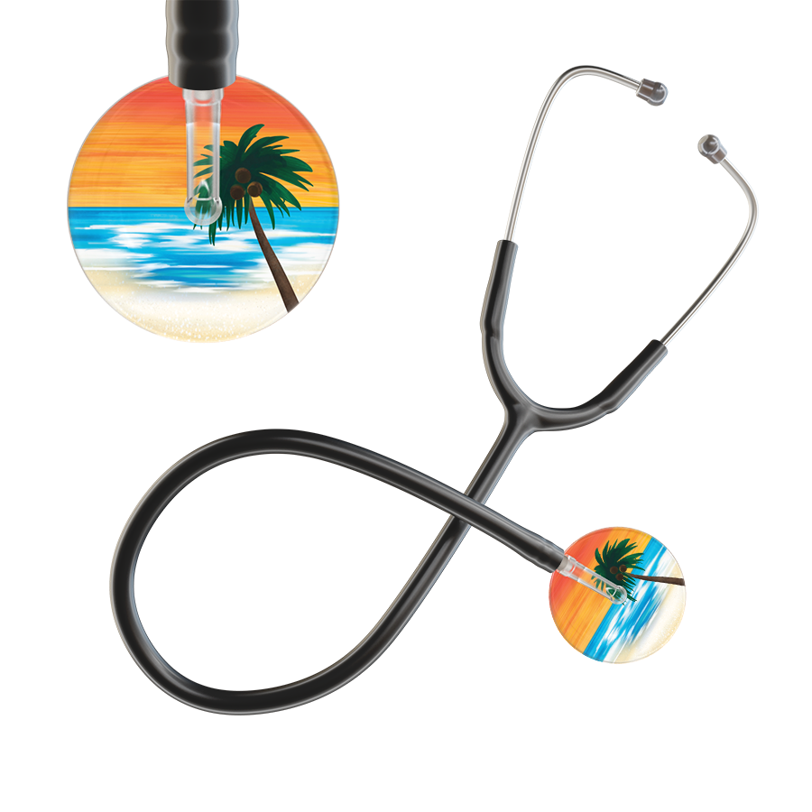 Ultrascope Single Stethoscope Palm Tree Orange / Adult / Black Palm Tree Stethoscope
