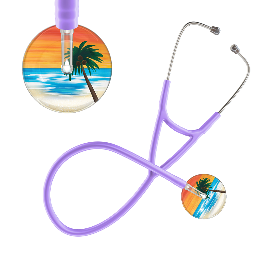 Ultrascope Single Stethoscope Palm Tree Orange / Adult / Lavender Palm Tree Cardiology Stethoscope