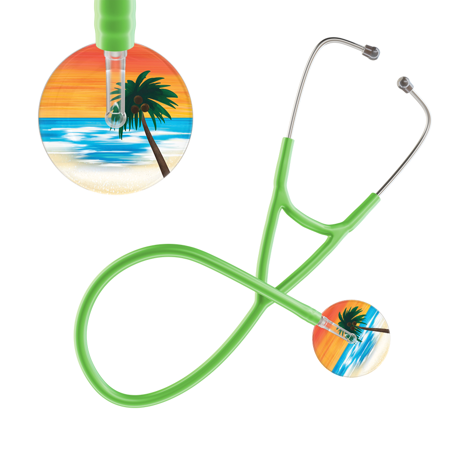 Ultrascope Single Stethoscope Palm Tree Orange / Adult / Lime Green Palm Tree Cardiology Stethoscope