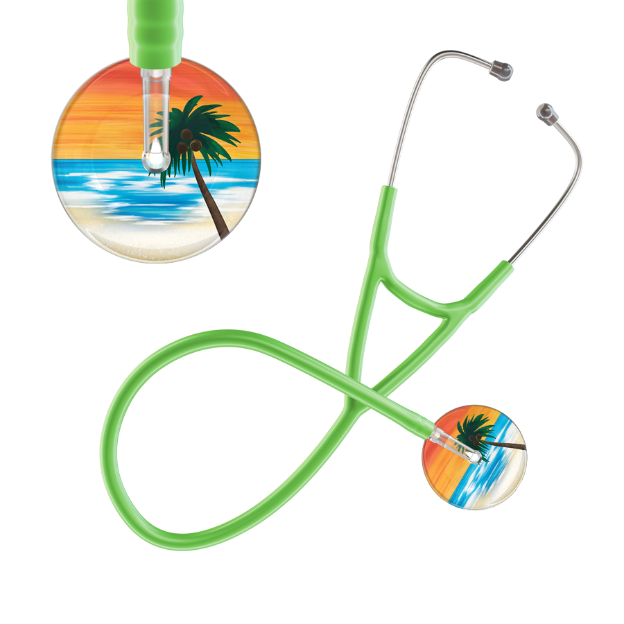 Ultrascope Single Stethoscope Palm Tree Orange / Adult / Lime Green Palm Tree Cardiology Stethoscope