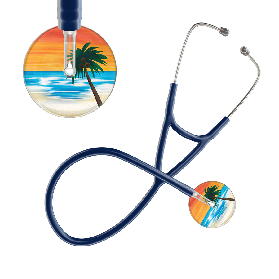 Ultrascope Single Stethoscope Palm Tree Orange / Pediatric / Navy Palm Tree Cardiology Stethoscope