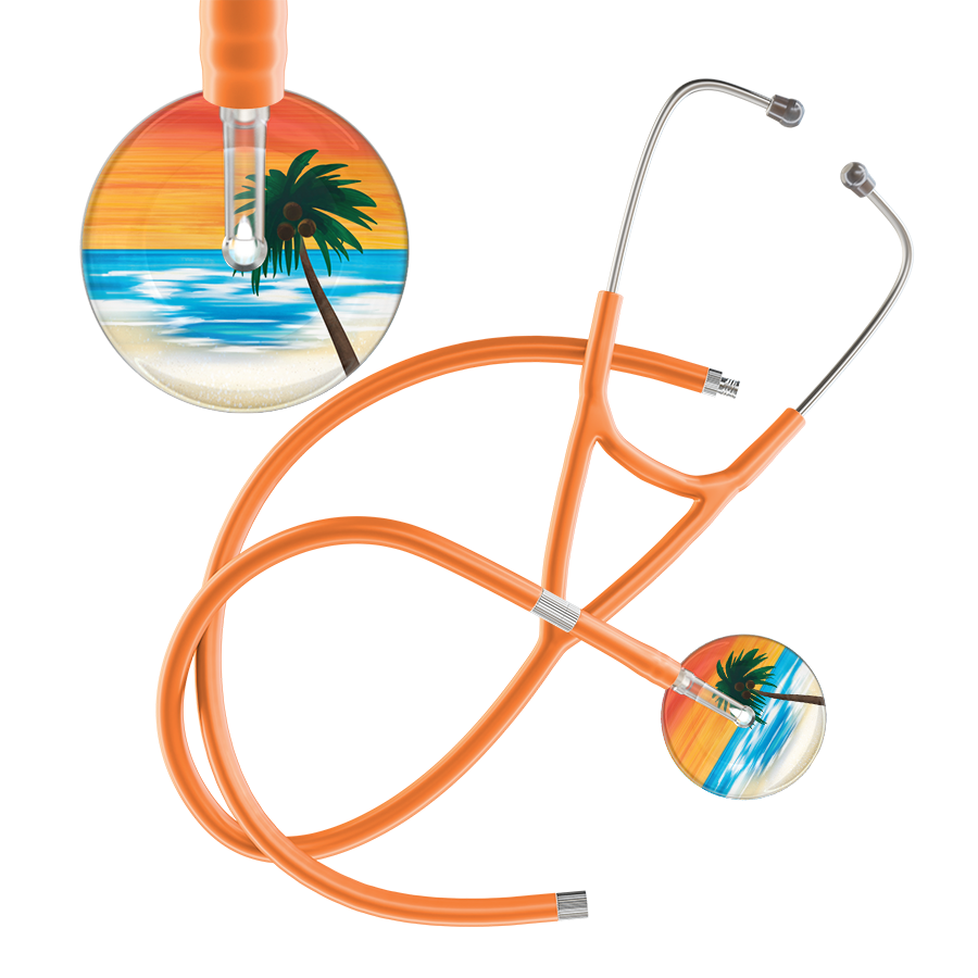 Ultrascope Single Stethoscope Palm Tree Orange / Adult / Orange Extended Tubing Palm Tree Cardiology Stethoscope