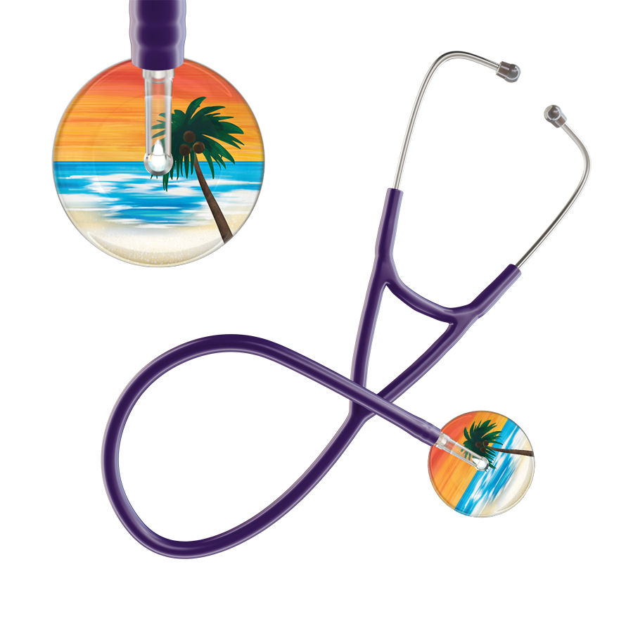 Ultrascope Single Stethoscope Palm Tree Orange / Adult / Purple Palm Tree Cardiology Stethoscope