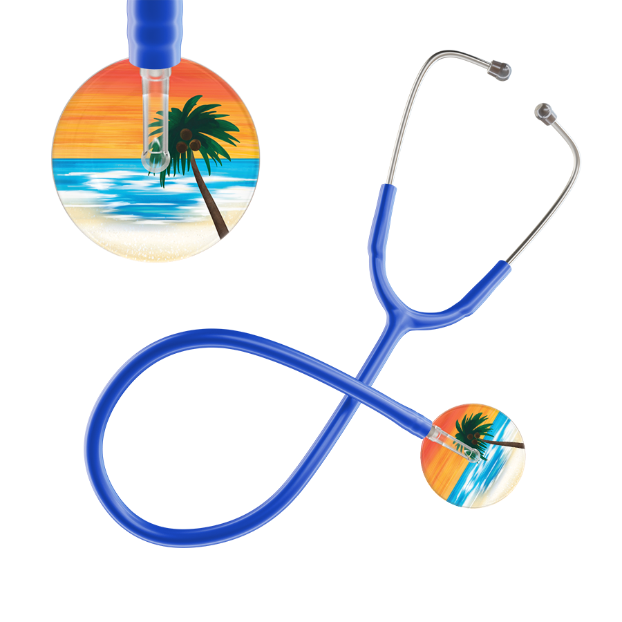 Ultrascope Single Stethoscope Palm Tree Orange / Adult / Royal Blue Palm Tree Stethoscope