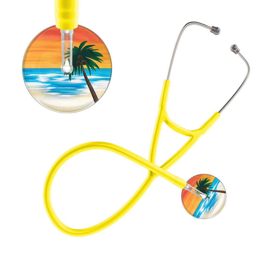 Ultrascope Single Stethoscope Palm Tree Orange / Pediatric / Yellow Palm Tree Cardiology Stethoscope