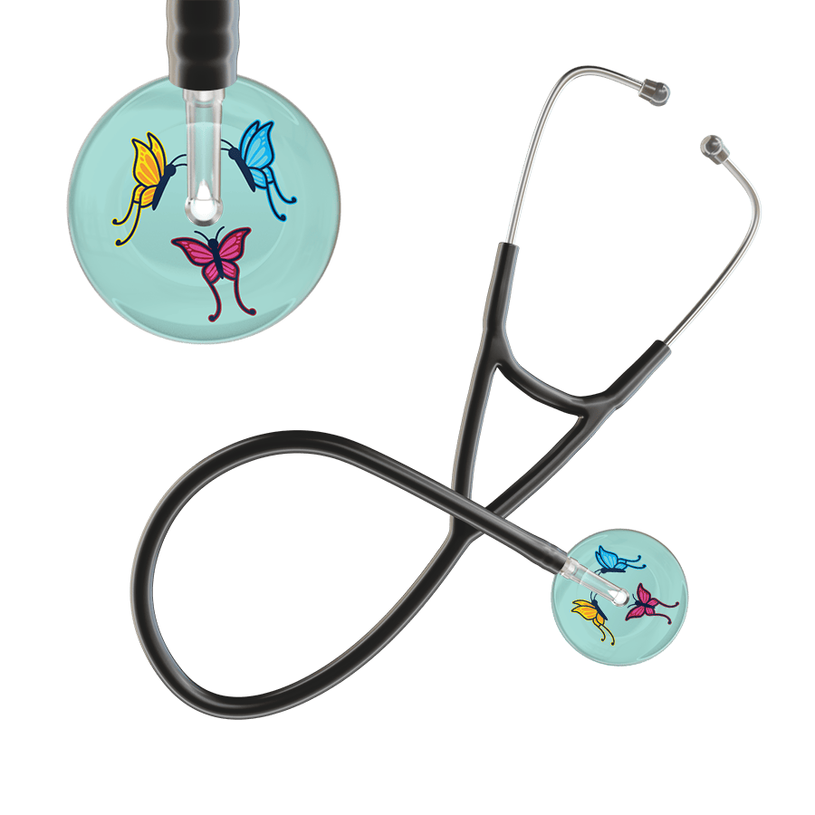 Ultrascope Single Stethoscope Robin's Egg Butterflies / Adult / Black Light Butterflies Cardiology Stethoscope