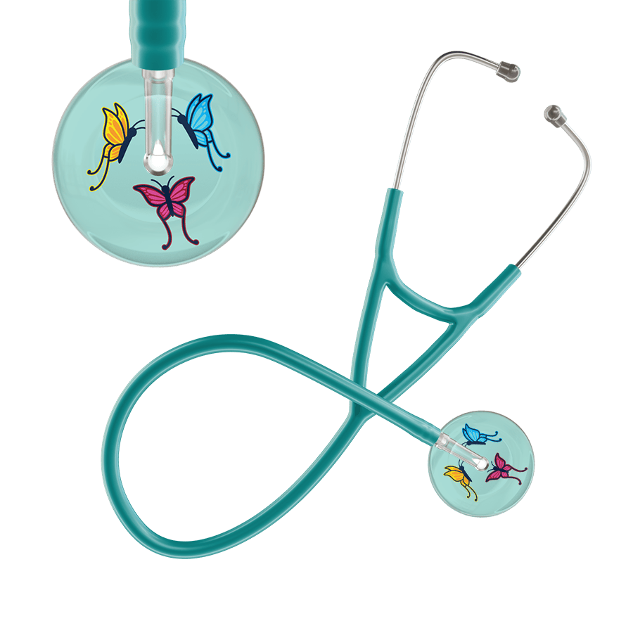 Ultrascope Single Stethoscope Robin's Egg Butterflies / Adult / Jade Light Butterflies Cardiology Stethoscope