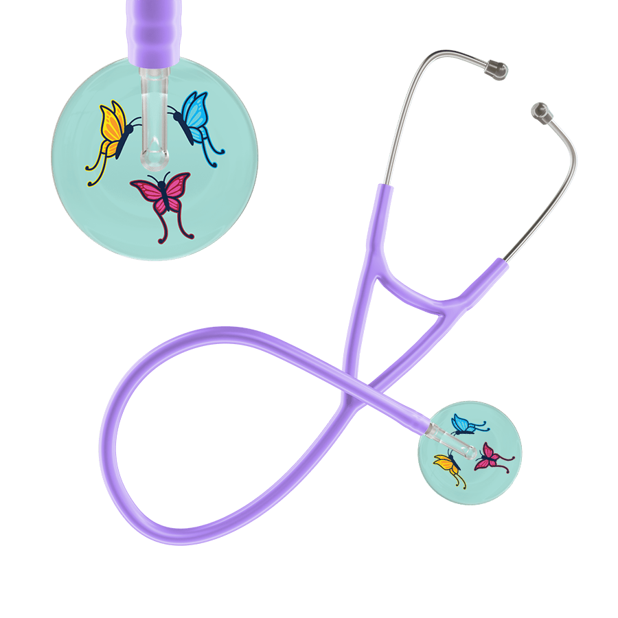 Ultrascope Single Stethoscope Robin's Egg Butterflies / Adult / Lavender Light Butterflies Cardiology Stethoscope