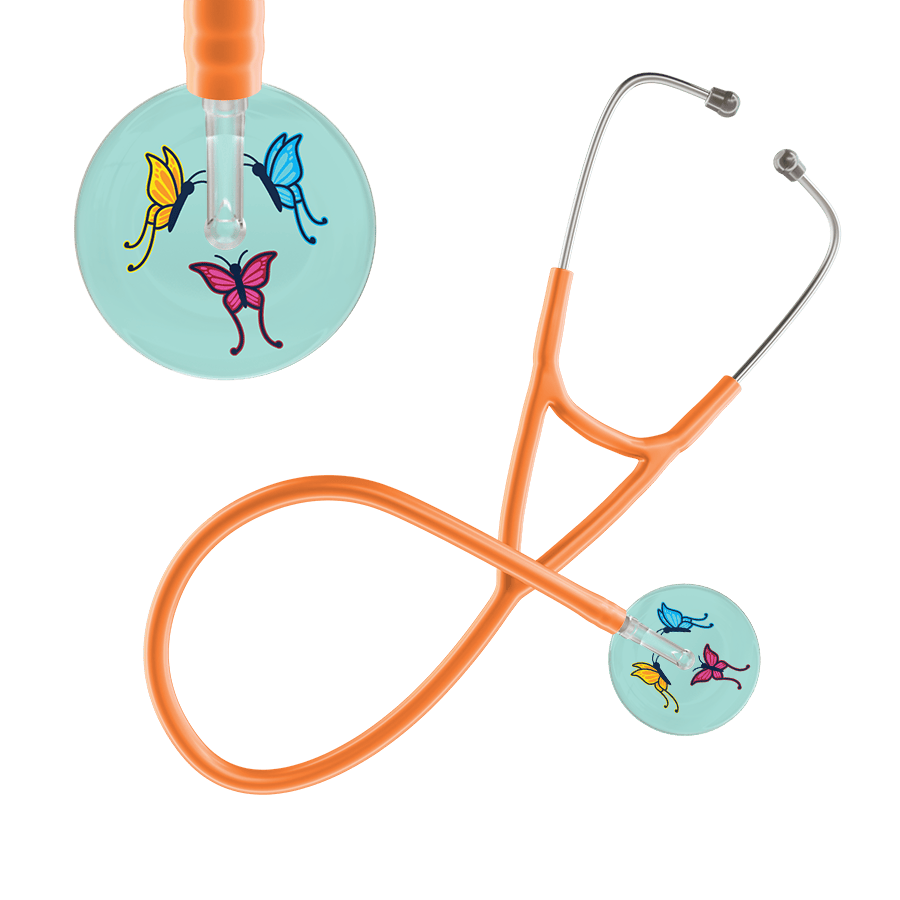 Ultrascope Single Stethoscope Robin's Egg Butterflies / Adult / Orange Light Butterflies Cardiology Stethoscope
