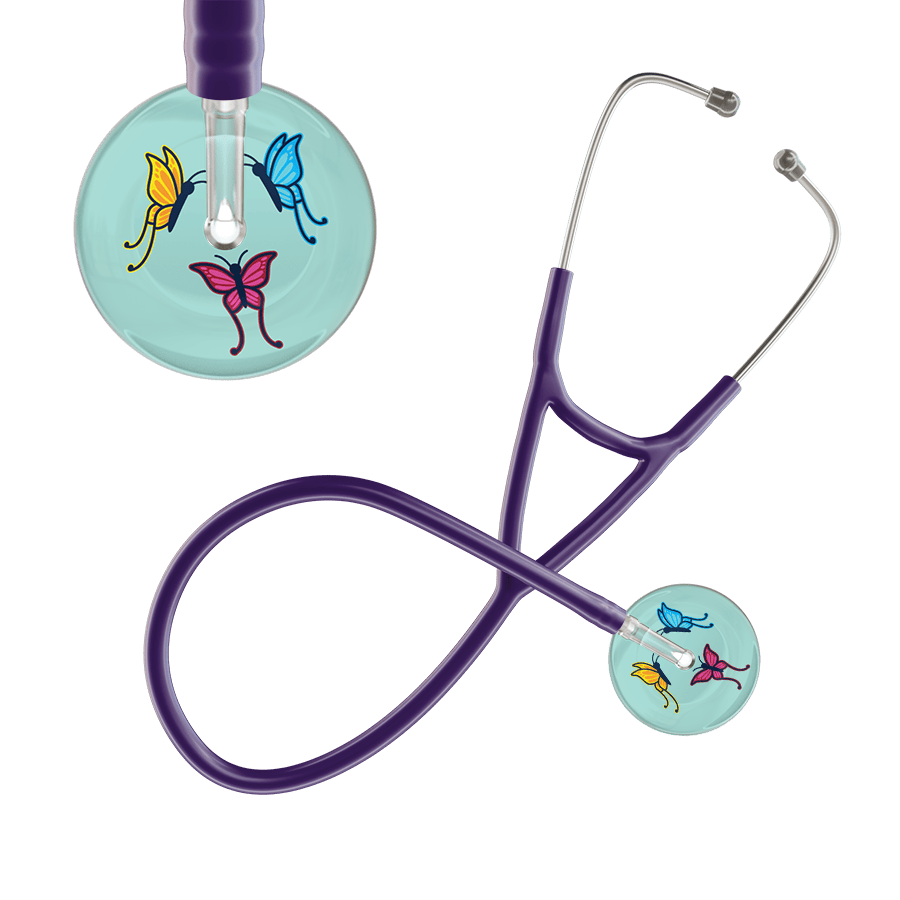 Ultrascope Single Stethoscope Robin's Egg Butterflies / Adult / Purple Light Butterflies Cardiology Stethoscope