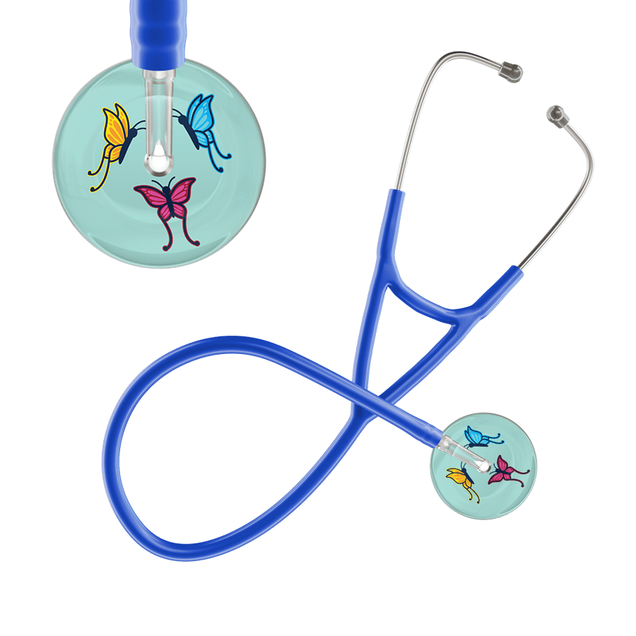 Ultrascope Single Stethoscope Robin's Egg Butterflies / Adult / Royal Blue Light Butterflies Cardiology Stethoscope
