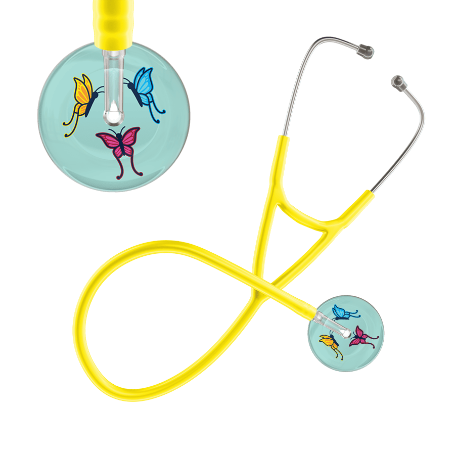 Ultrascope Single Stethoscope Robin's Egg Butterflies / Adult / Yellow Light Butterflies Cardiology Stethoscope