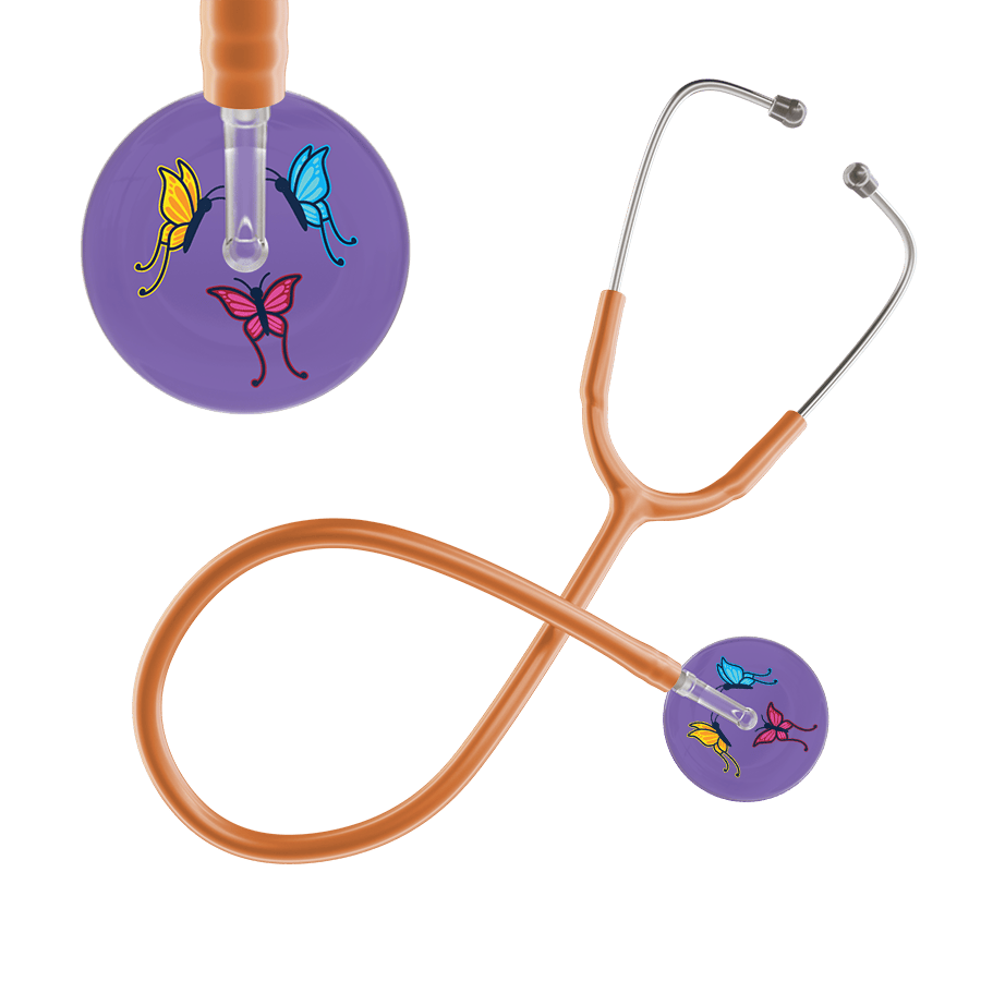 Ultrascope Single Stethoscope Lavender Butterflies / Pediatric / Caramel Dark Butterflies Stethoscope