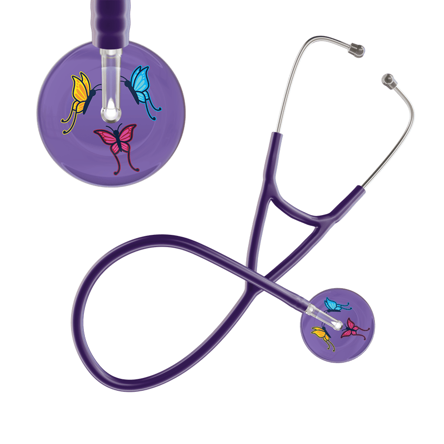 Ultrascope Single Stethoscope Lavender Butterflies / Adult / Purple Dark Butterflies Cardiology Stethoscope