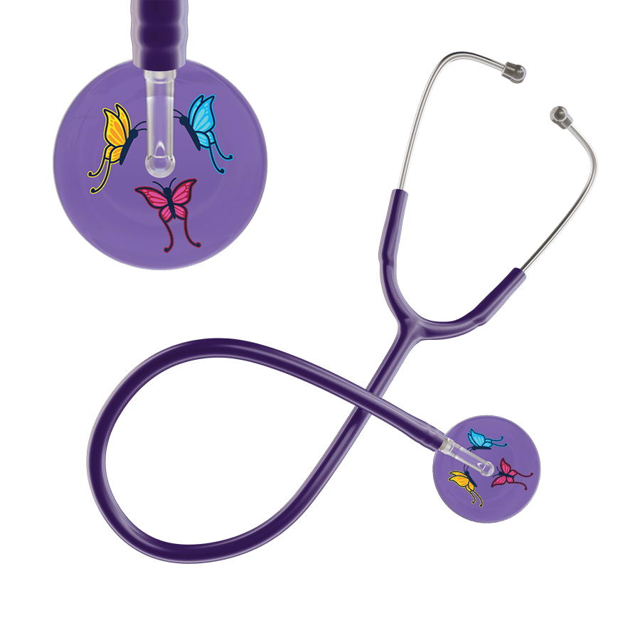 Ultrascope Single Stethoscope Lavender Butterflies / Adult / Purple Butterflies Stethoscope
