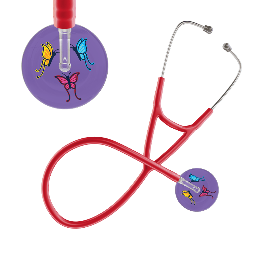 Ultrascope Single Stethoscope Lavender Butterflies / Adult / Red Dark Butterflies Cardiology Stethoscope