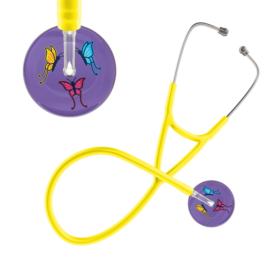Ultrascope Single Stethoscope Lavender Butterflies / Adult / Yellow Dark Butterflies Cardiology Stethoscope