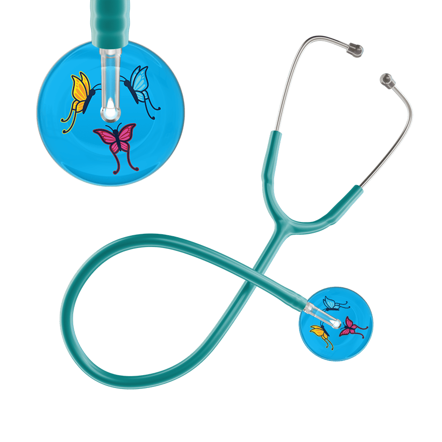 Ultrascope Single Stethoscope Light Blue Butterflies / Adult / Jade Light Butterflies Stethoscope