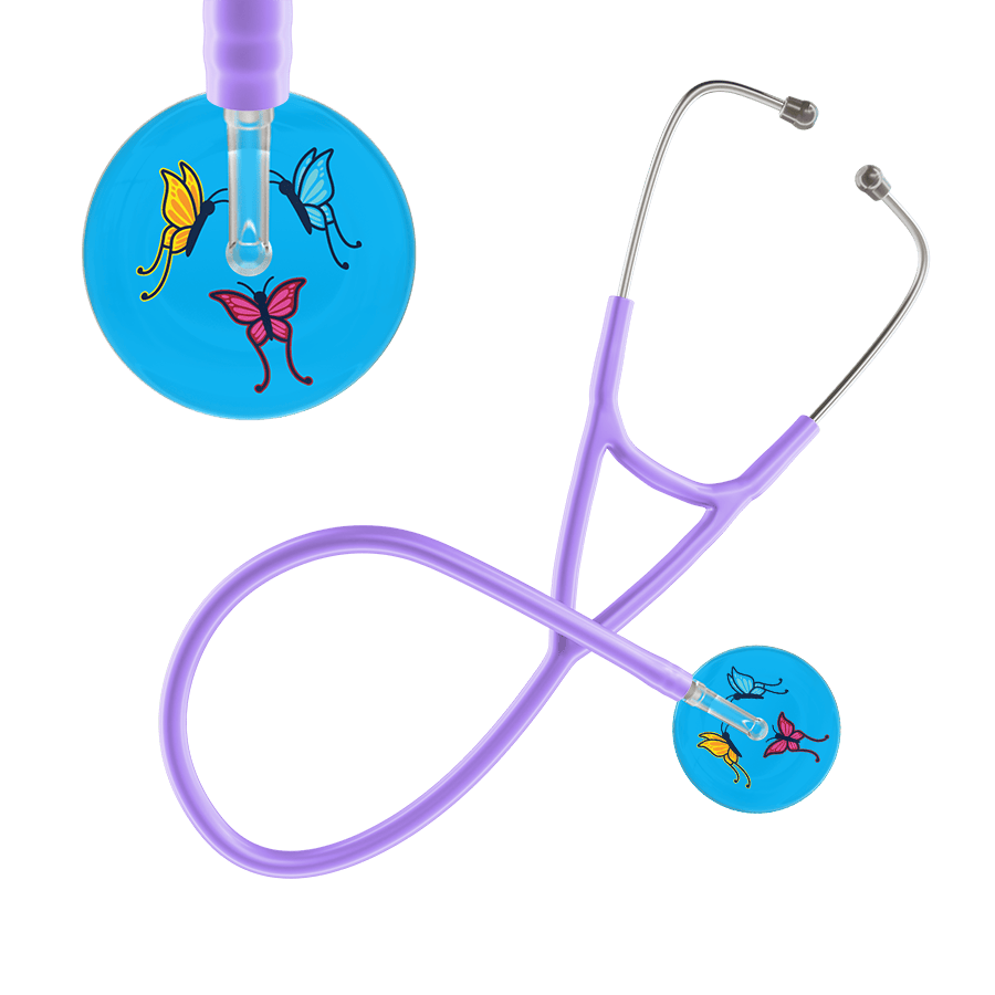 Ultrascope Single Stethoscope Light Blue Butterflies / Adult / Lavender Butterflies Cardiology Stethoscope