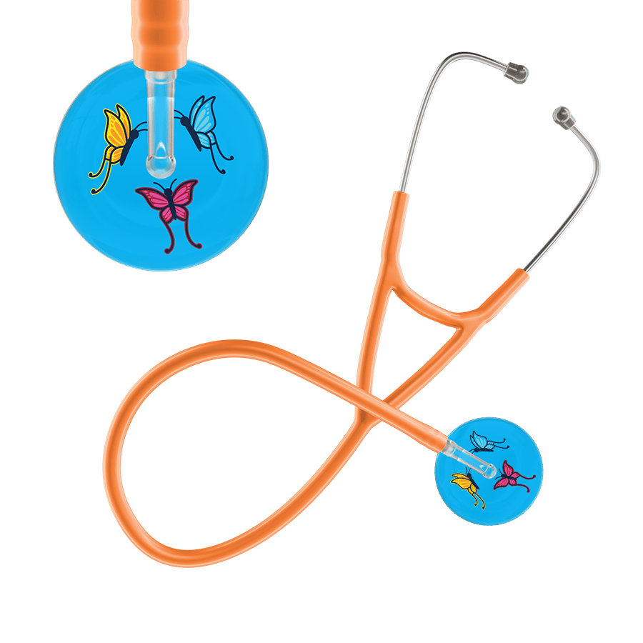 Ultrascope Single Stethoscope Light Blue Butterflies / Adult / Orange Light Butterflies Cardiology Stethoscope