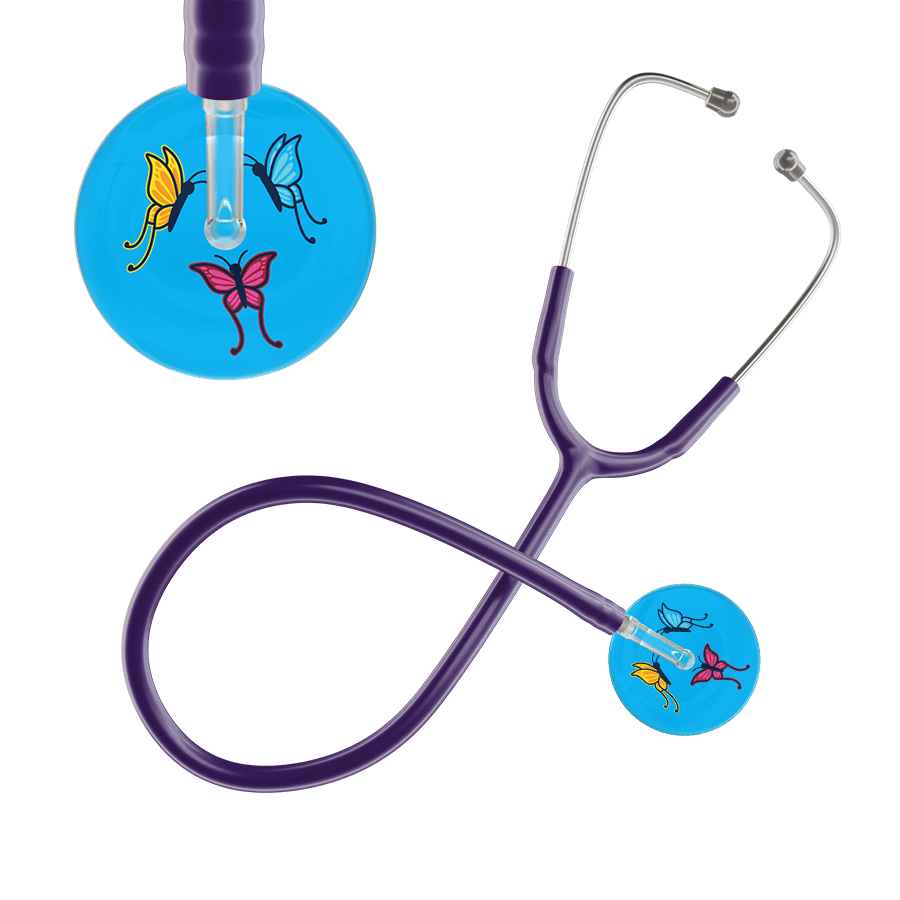 Ultrascope Single Stethoscope Light Blue Butterflies / Adult / Purple Butterflies Stethoscope
