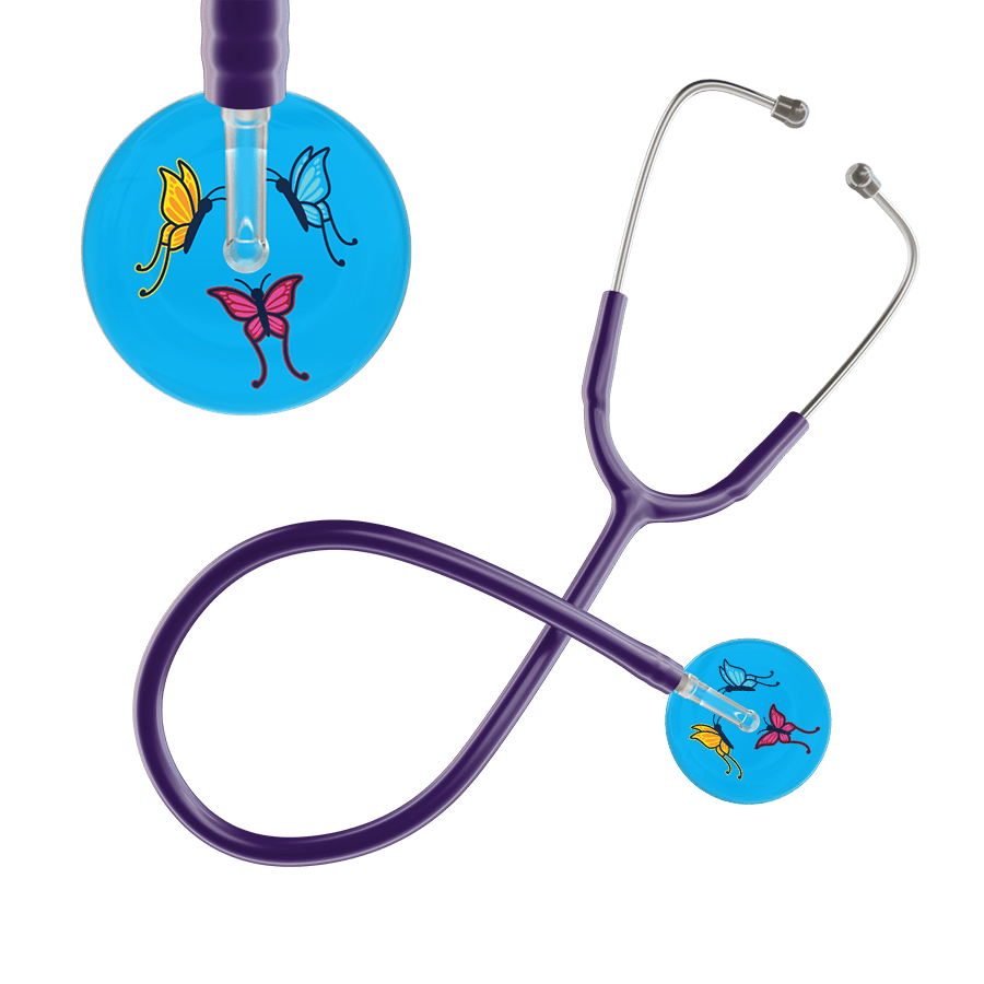 Ultrascope Single Stethoscope Light Blue Butterflies / Adult / Purple Light Butterflies Stethoscope