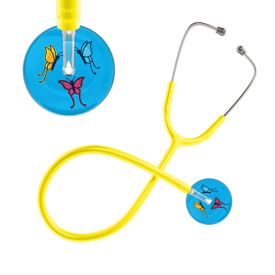Ultrascope Single Stethoscope Light Blue Butterflies / Adult / Yellow Light Butterflies Stethoscope