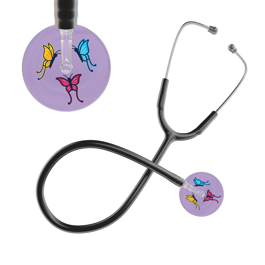Ultrascope Single Stethoscope Lilac Butterflies / Adult / Black Light Butterflies Stethoscope