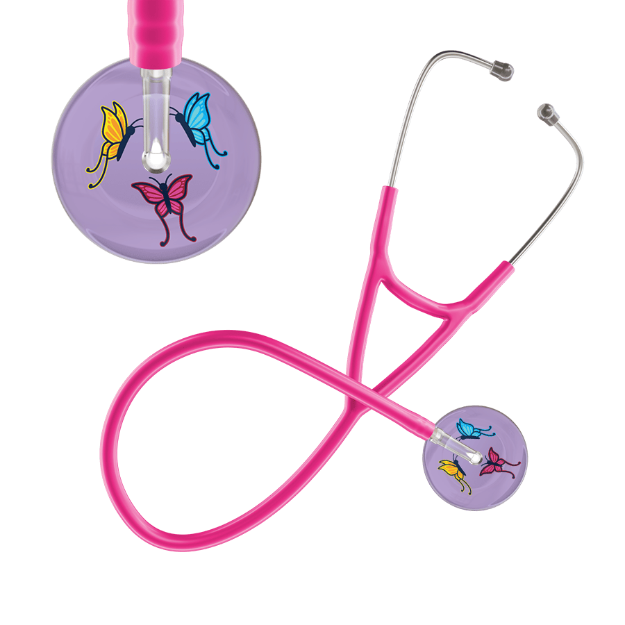 Ultrascope Single Stethoscope Lilac Butterflies / Adult / Hot Pink Light Butterflies Cardiology Stethoscope