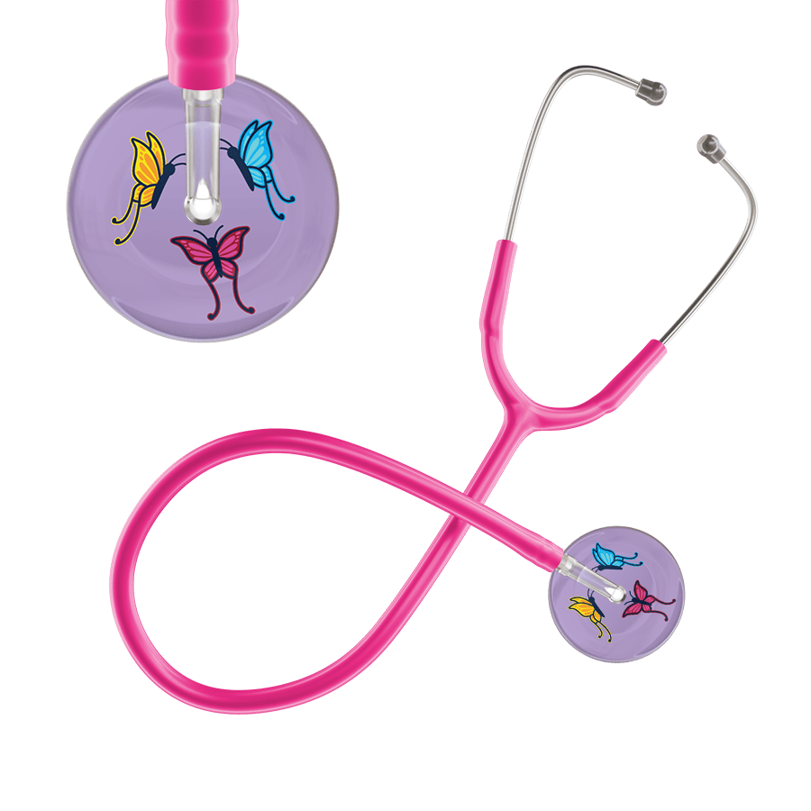 Ultrascope Single Stethoscope Lilac Butterflies / Adult / Hot Pink Light Butterflies Stethoscope