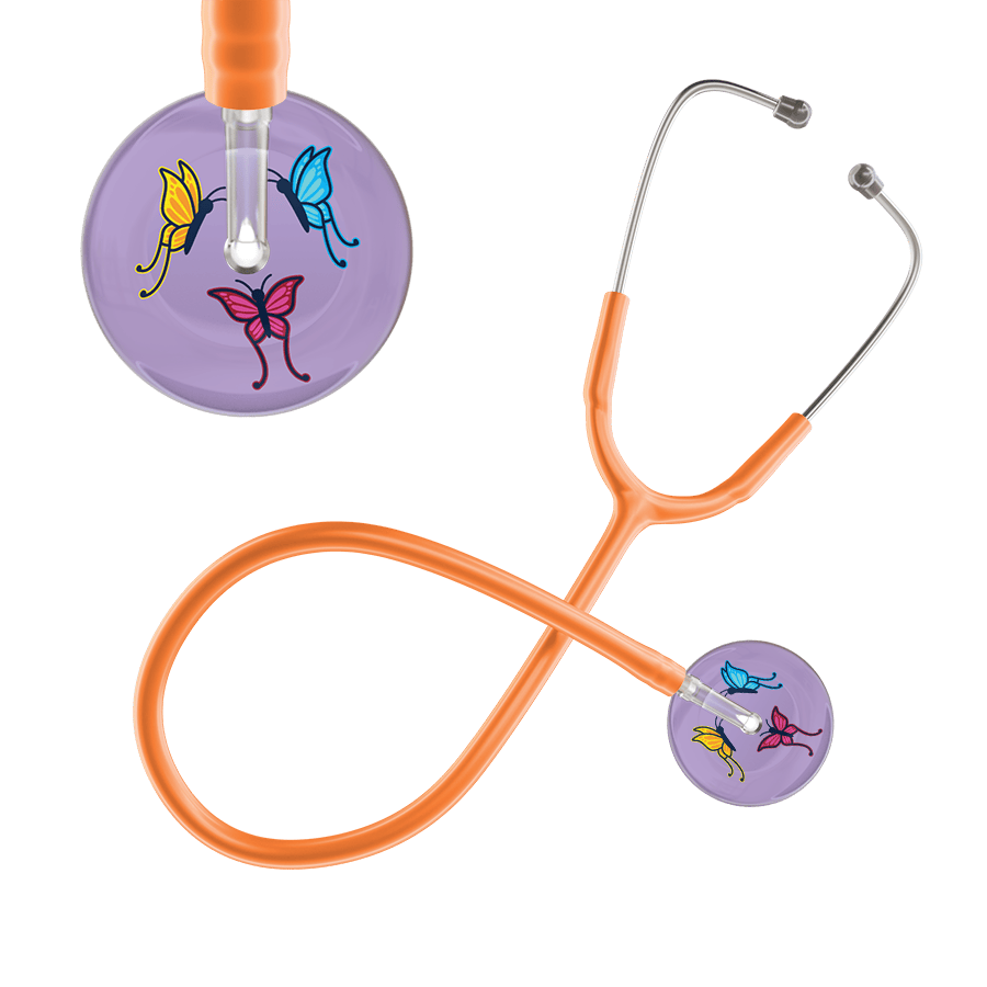 Ultrascope Single Stethoscope Lilac Butterflies / Adult / Orange Light Butterflies Stethoscope
