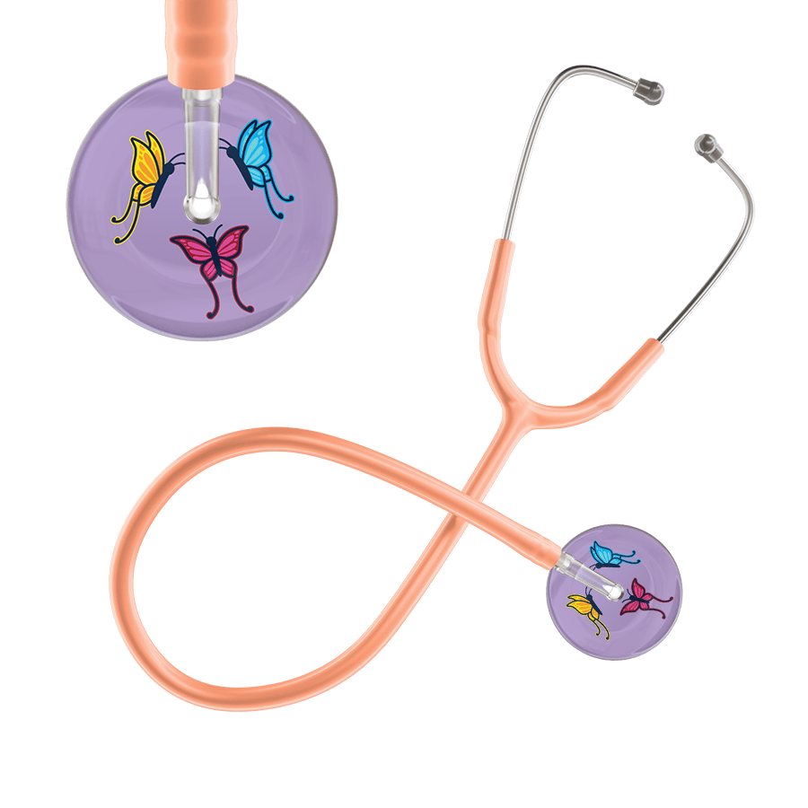 Ultrascope Single Stethoscope Lilac Butterflies / Adult / Peach Light Butterflies Stethoscope