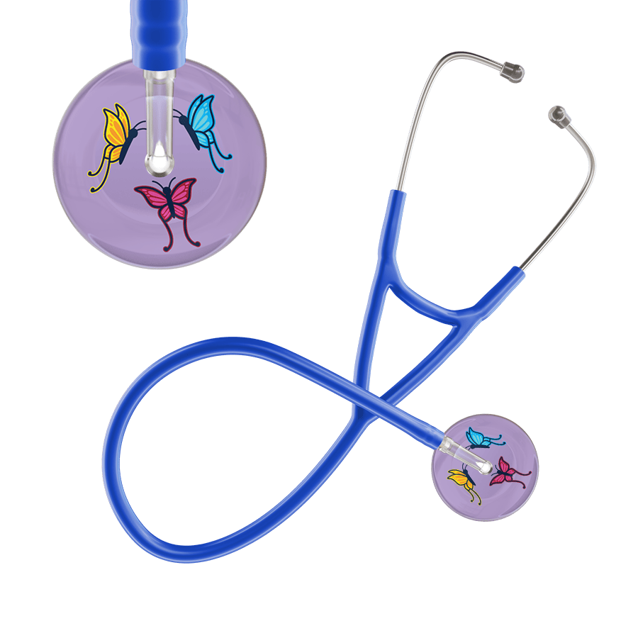 Ultrascope Single Stethoscope Lilac Butterflies / Adult / Royal Blue Light Butterflies Cardiology Stethoscope