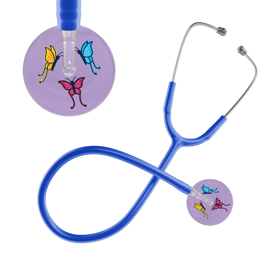 Ultrascope Single Stethoscope Lilac Butterflies / Adult / Royal Blue Light Butterflies Stethoscope