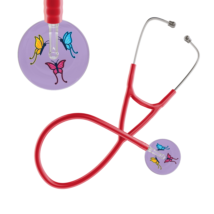 Ultrascope Single Stethoscope Lilac Butterflies / Adult / Red Light Butterflies Cardiology Stethoscope