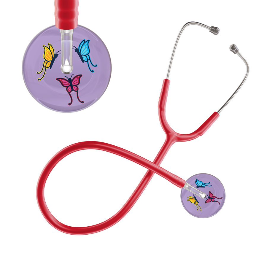 Ultrascope Single Stethoscope Lilac Butterflies / Pediatric / Red Light Butterflies Stethoscope