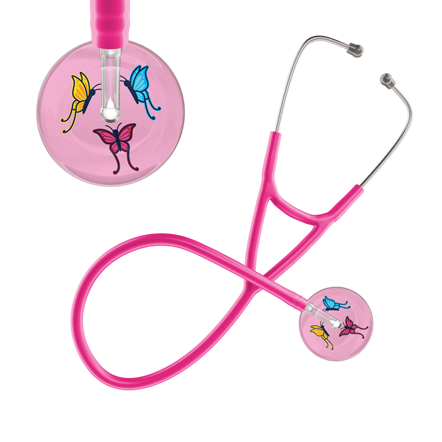 Ultrascope Single Stethoscope Light Pink Butterflies / Adult / Hot Pink Light Butterflies Cardiology Stethoscope