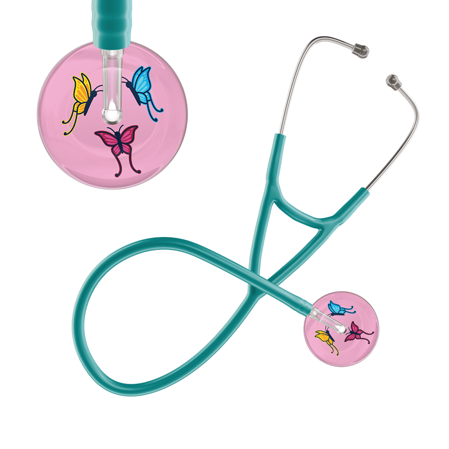 Ultrascope Single Stethoscope Light Pink Butterflies / Adult / Jade Light Butterflies Cardiology Stethoscope