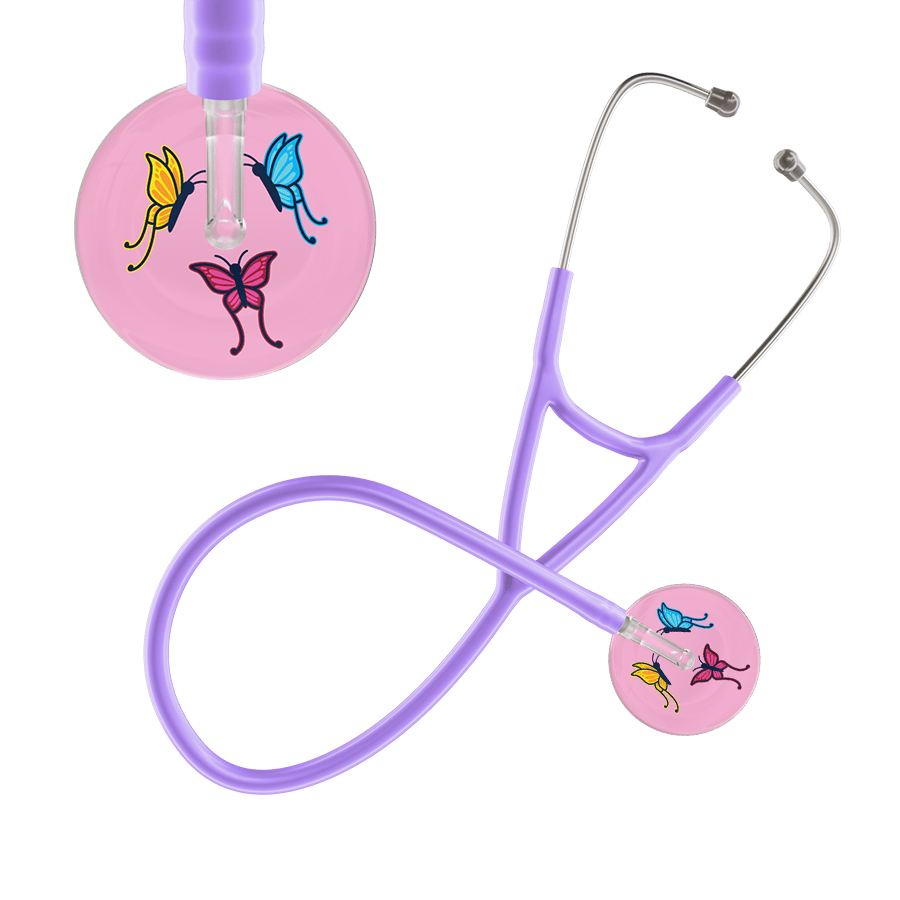 Ultrascope Single Stethoscope Light Pink Butterflies / Adult / Lavender Butterflies Cardiology Stethoscope