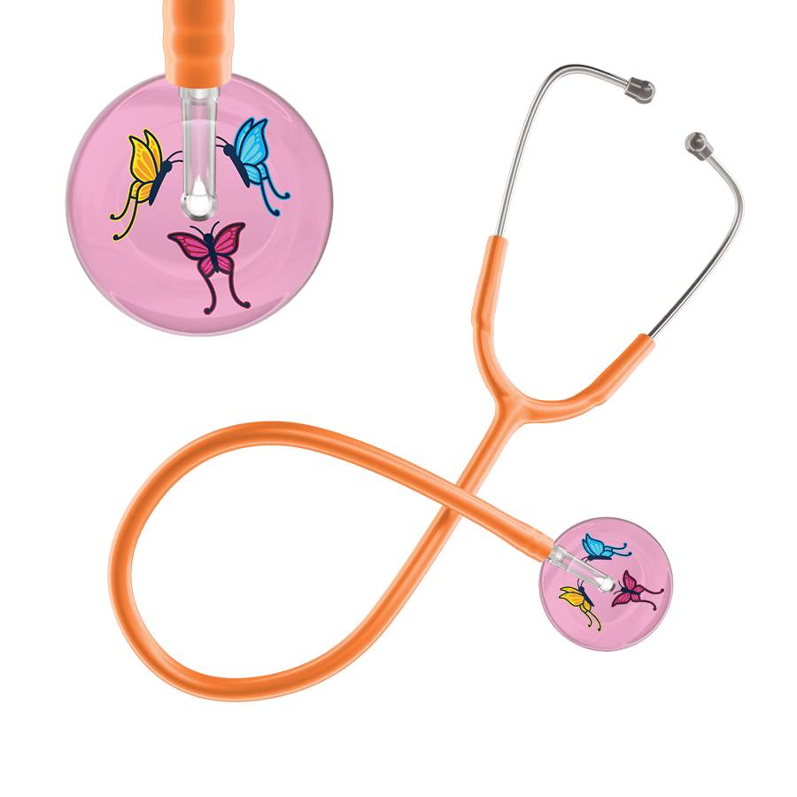 Ultrascope Single Stethoscope Light Pink Butterflies / Adult / Orange Light Butterflies Stethoscope