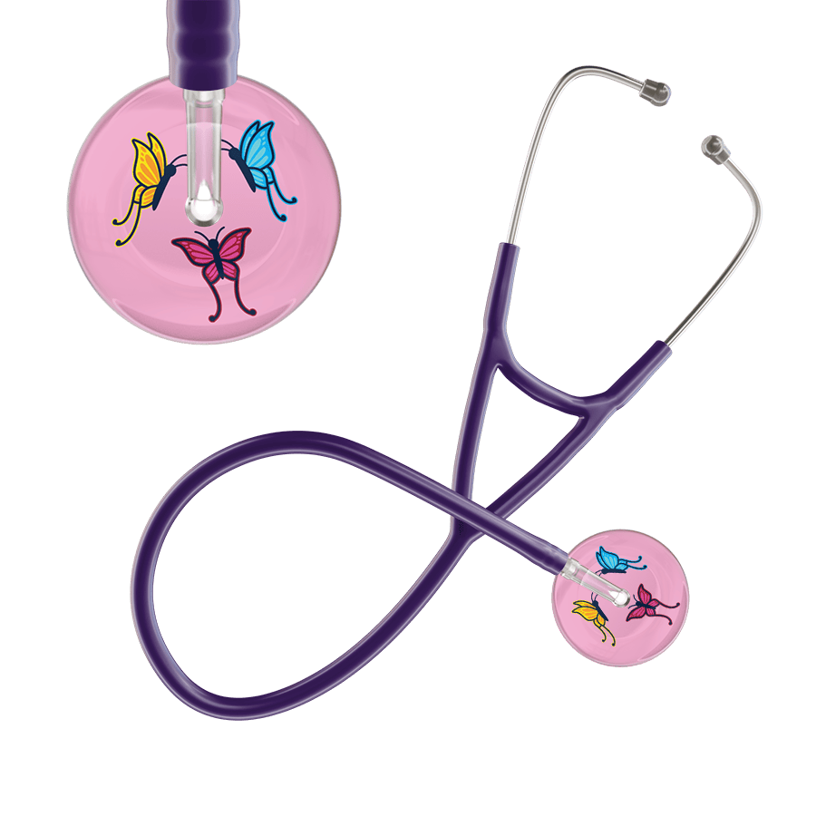 Ultrascope Single Stethoscope Light Pink Butterflies / Adult / Purple Light Butterflies Cardiology Stethoscope