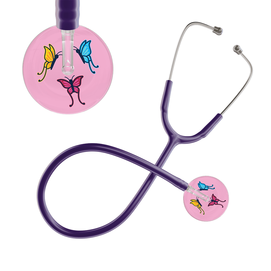 Ultrascope Single Stethoscope Light Pink Butterflies / Adult / Purple Light Butterflies Stethoscope