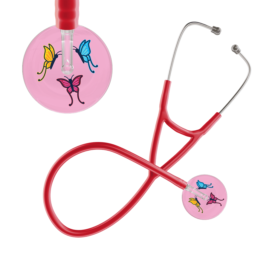 Ultrascope Single Stethoscope Light Pink Butterflies / Adult / Red Butterflies Cardiology Stethoscope