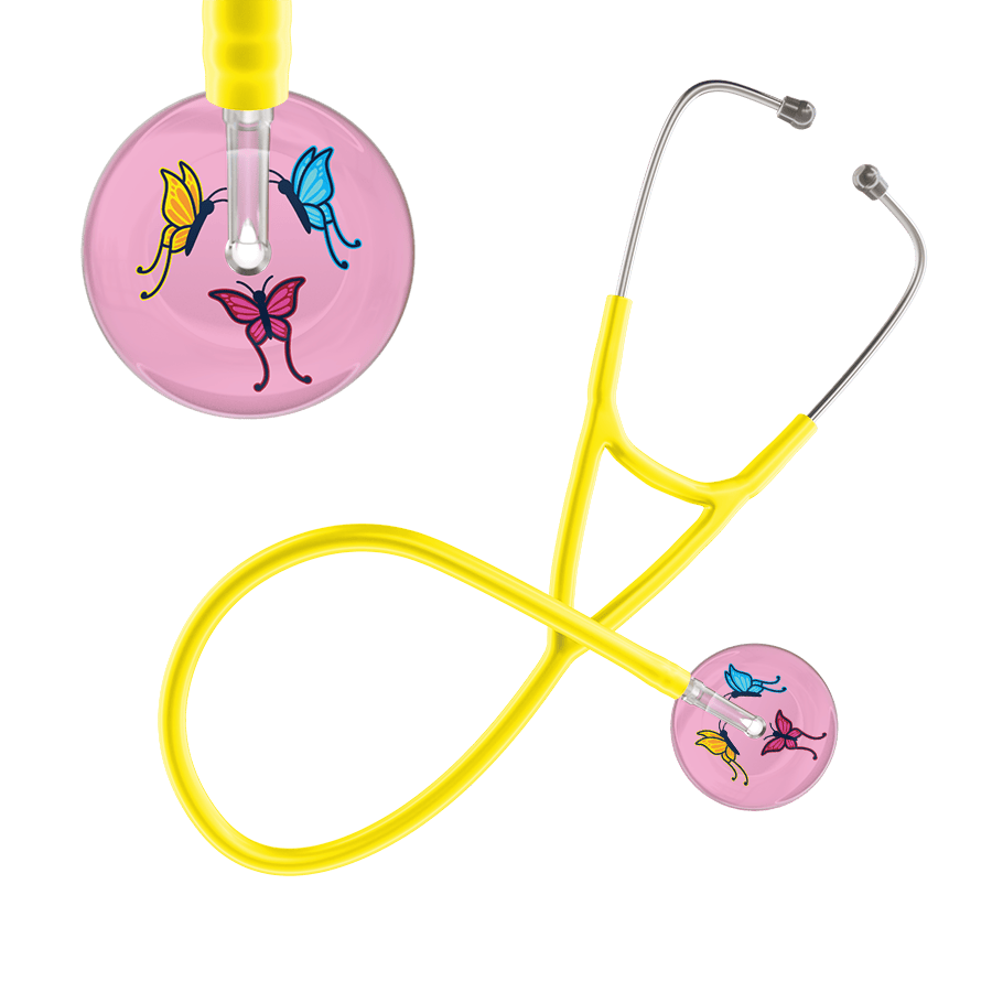 Ultrascope Single Stethoscope Light Pink Butterflies / Adult / Yellow Light Butterflies Cardiology Stethoscope